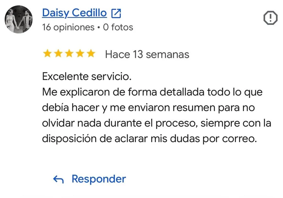 Reseña de 5 estrellas de Daisy Cedillo en el perfil de Google de Ottimo! Agenzia